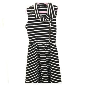 Black and white cross body dress